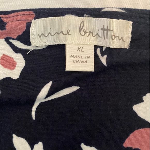 Nine Britton Navy Blue And Floral Angie Maternity Knit Midi Dress Size XL - Picture 9 of 11